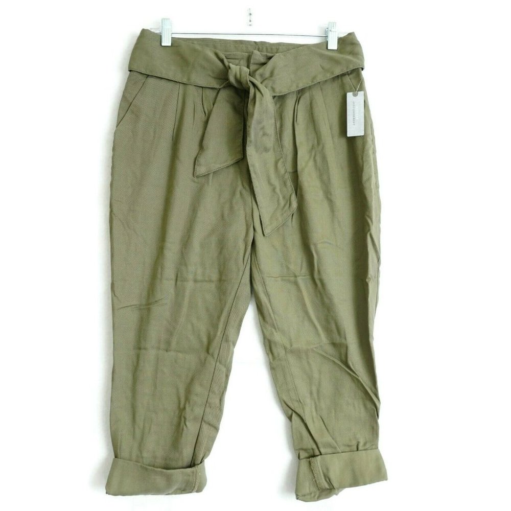 Cartonnier Anthropologie Womens Kingsley Pants Ankle Belted Green Lyocell 8P